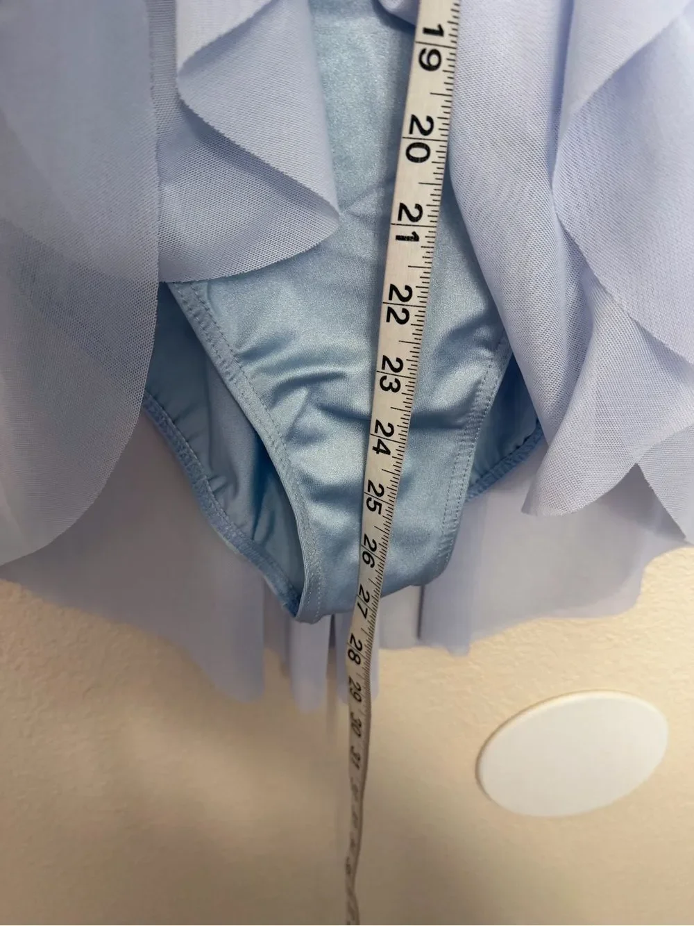 WEISSMAN solo Dance Costume light blue velvet rhinestone custom 17684 SA